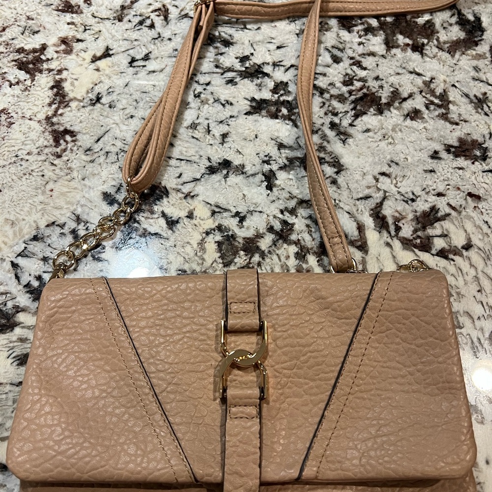 Jessica Simpson Tan Crossbody Bag with Gold Accent